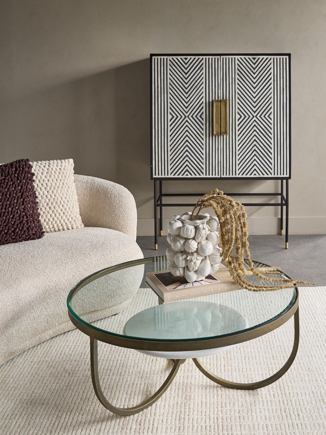 Nolita White Marble & Antique Gold Iron Coffee Table